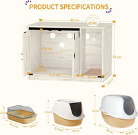 Hzuaneri Cat Litter Box Enclosure - 31.5"L x 19.7"W x 20.9"H / White - image 2