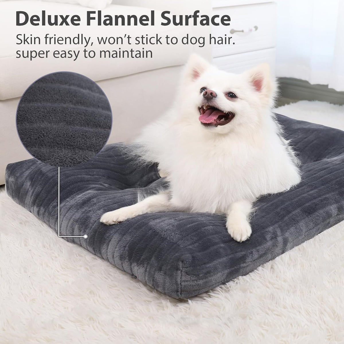 KSIIA Washable Dog Crate Bed Kennel Mat for Large Dogs - Gray / 29.0"L x 21.0"W x 2.5"Th - image 2