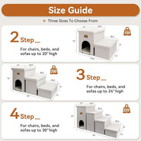 Dog Stairs with Condo 18" H, 3-Step Wider Dog Steps for High Beds Couch, Folding Storage Pet Stairs Gift for Small/Medium/Large Old Dogs Cats, Ramp for Climbing Car Up to 200 lbs, Beige