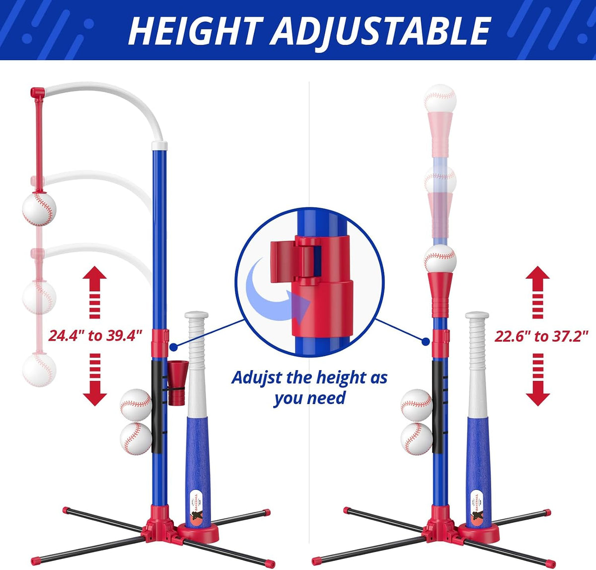 HYES 3-in-1 Baseball Set for kids Auto Pitching Machine – Fun for Kids & Family - Red - image 4