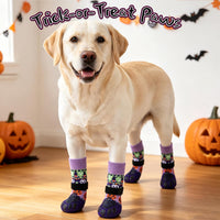 Anti Slip Dog Socks to Prevent Licking Paws with Grippers Black – Essentials for Dogs - Halloween Purple / Large - image 2