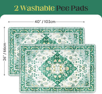 Washable Pee Pads for Dogs, Non-Slip Potty Pads - Green Medallion / 40"x26" (Pack of 2) - image 2