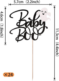 Rsstarxi 24 Pack Ghost Baby Boo Cupcake Toppers Glitter Spooky Little - Design 9 Black - image 2