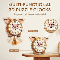 Halloween 3D Puzzles for Adults Halloween Puzzle Clock Adult Craft – Fun for Kids & Family - Pig Clock - image 2