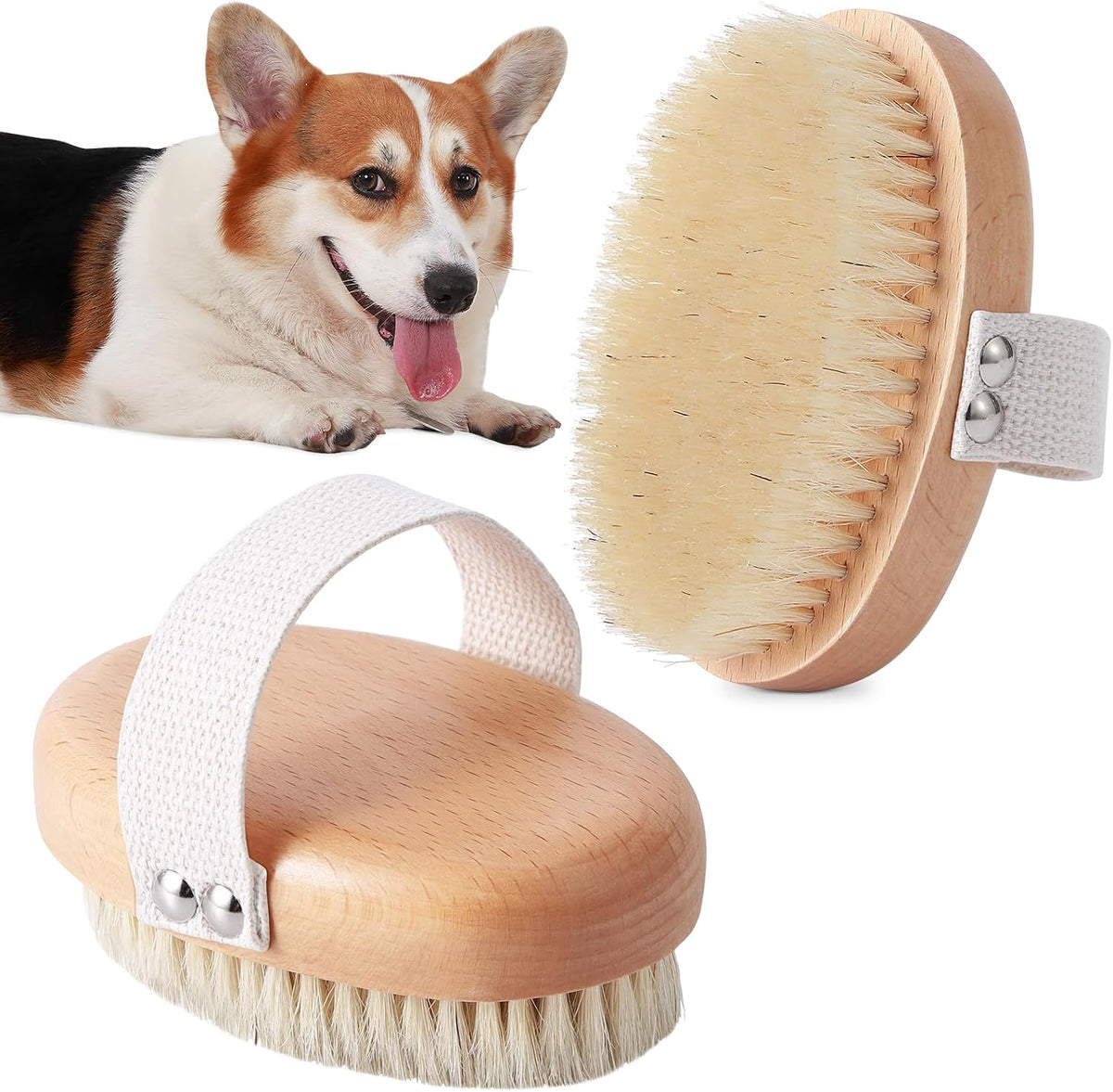 Soft Boar Bristle Pet Palm Brush for Short Haired Dogs and Cats