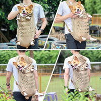 FLAdorepet Tactical Dog Backpack Carrier Front Back Bag for Medium - khaki / 21.7"L x 14.2"W x 4.5"H - image 2