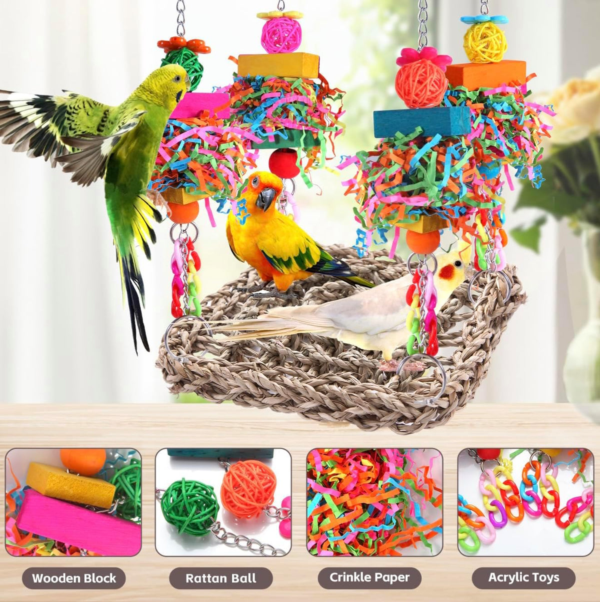 Parakeet Toys Bird Toys Conure Toys Birdcage Stands Bird Foraging - image 4