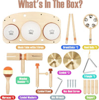 Vanplay Kids Drum Set, Montessori Toys for 2 3 Year Old Boy Girl Gifts – Fun for Kids & Family - Beige, Brown - image 4