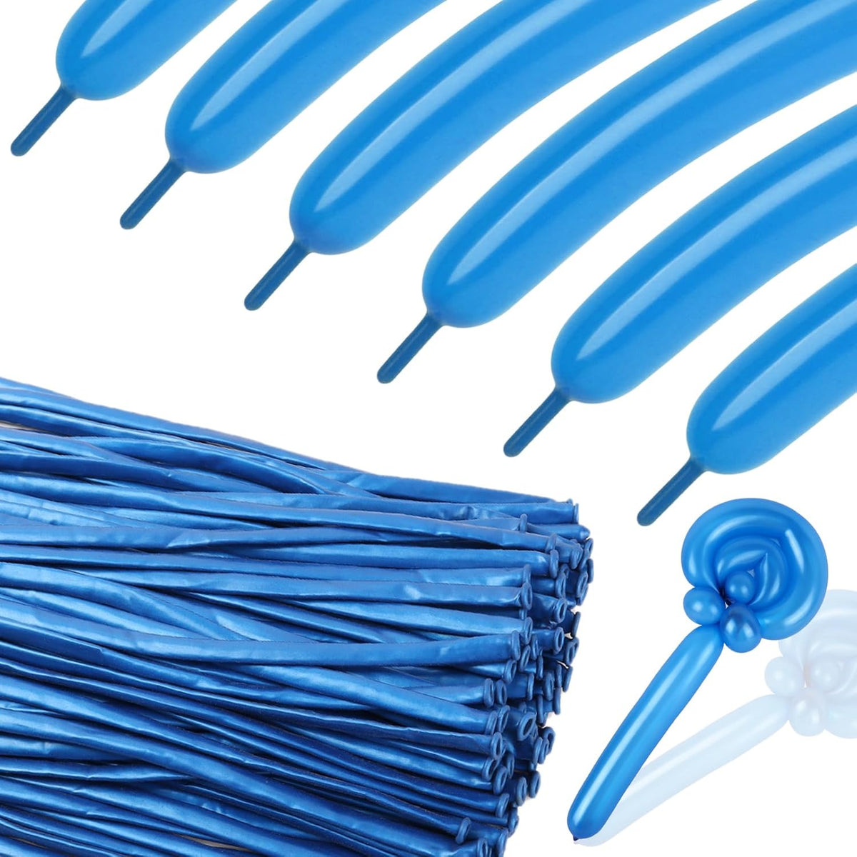 260 Balloons - Clear Long Balloons for Tying Balloon Arch & Balloon Ties – Fun for Kids & Family - Pearl Dark Blue