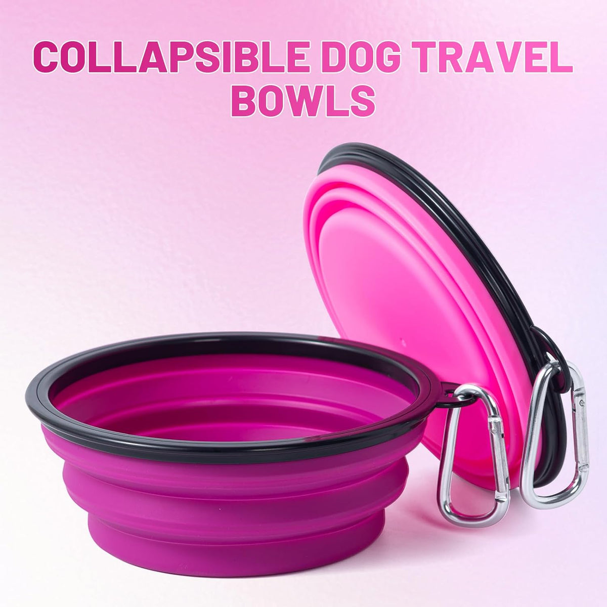 Dog Bowl Pet Collapsible Bowls - Medium / Pink+Purple - image 2