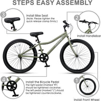 AVASTA Bilbo 18 20 24 Inch Kids Bike for Boys Girls Youth 5-14 Years - Army Green / 24 Inch with Kickstand - image 3