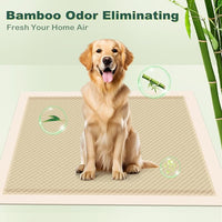 MIZOK Dog Pee Pads Large 28X34in Bamboo Dog Pads Odor Eliminating Pee Pads for Dogs 8 Cups Super Absorbent 6-Layers Leak-Proof Training Pads, Disposable (40 Counts)