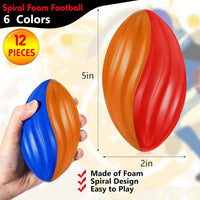 Jerify mini foam footballs for kids, 12 soft 5 inch spiral balls in 6 two-tone colors - view 18