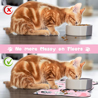 Cat Food Mats for Floor, Dog Pet Water Bowl Feeding Placemats for Food and Water Grey 17.7 * 9.8 - Light Pink / 17.7"L x 9.8"W - image 4