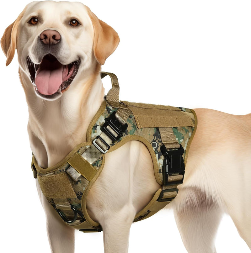 rabbitgoo Tactical Dog Harness for Large - Brown Camo / Medium