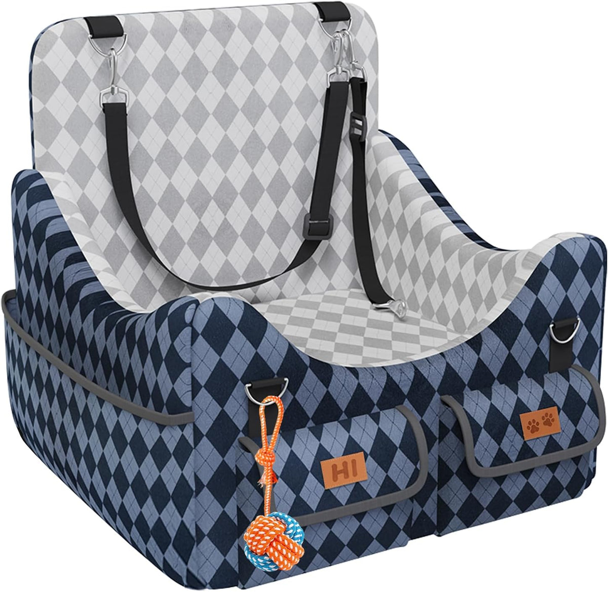 Dog Car Seat for Small/Medium Dogs up to 35lbs - Blue/Grey / Medium