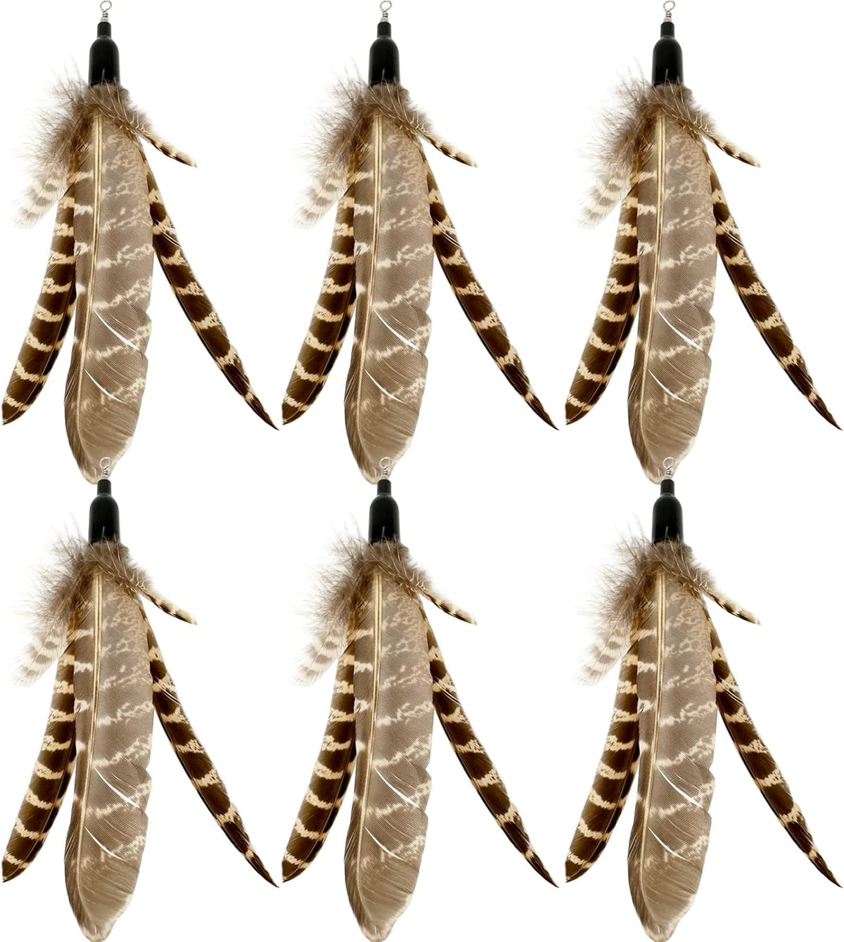 Cat Feather Toys Refills, 6 Pieces Handmade Da Bird Feathers Refill, Cat Wand Replacement Feather - C-6 Pieces Feather Refills