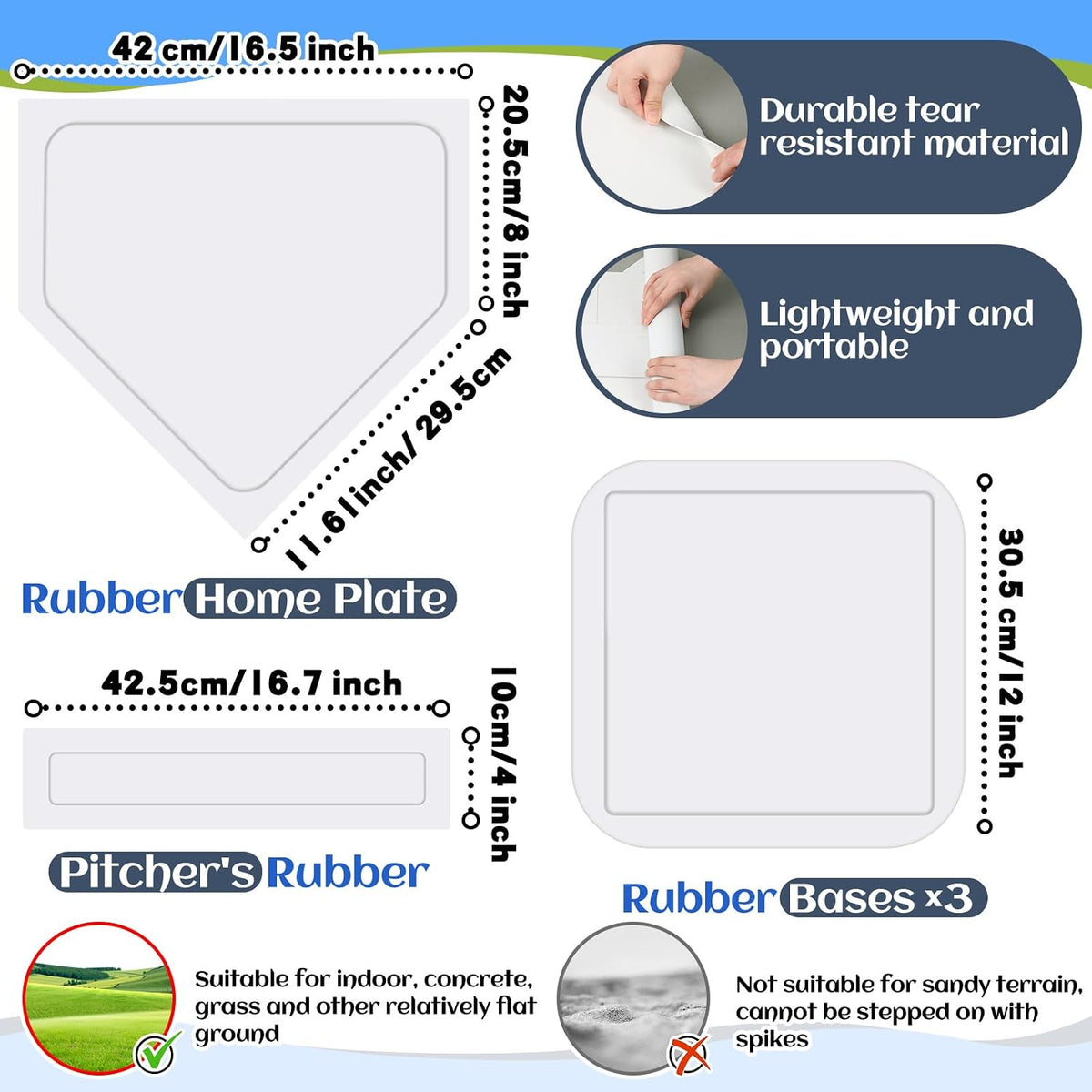 Hiboom kickball set with four 10 inch red balls, rubber bases and air pump - view 15