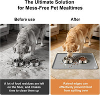 Large Pet Feeding Mat Spillproof Raised Edges Nonslip 24"x16" Beige – Essentials for Cats - Gray / 24"L x 16"W - image 2