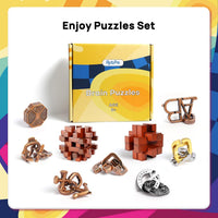 ActPo 9 piece brain teaser puzzles set with metal and wooden 3D puzzles - view 7