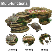 Turtle Basking Platform,Resin Bearded Dragon Basking Platform Reptile Habitat Cave Climbing Ramp - Rustic / Brown - image 2
