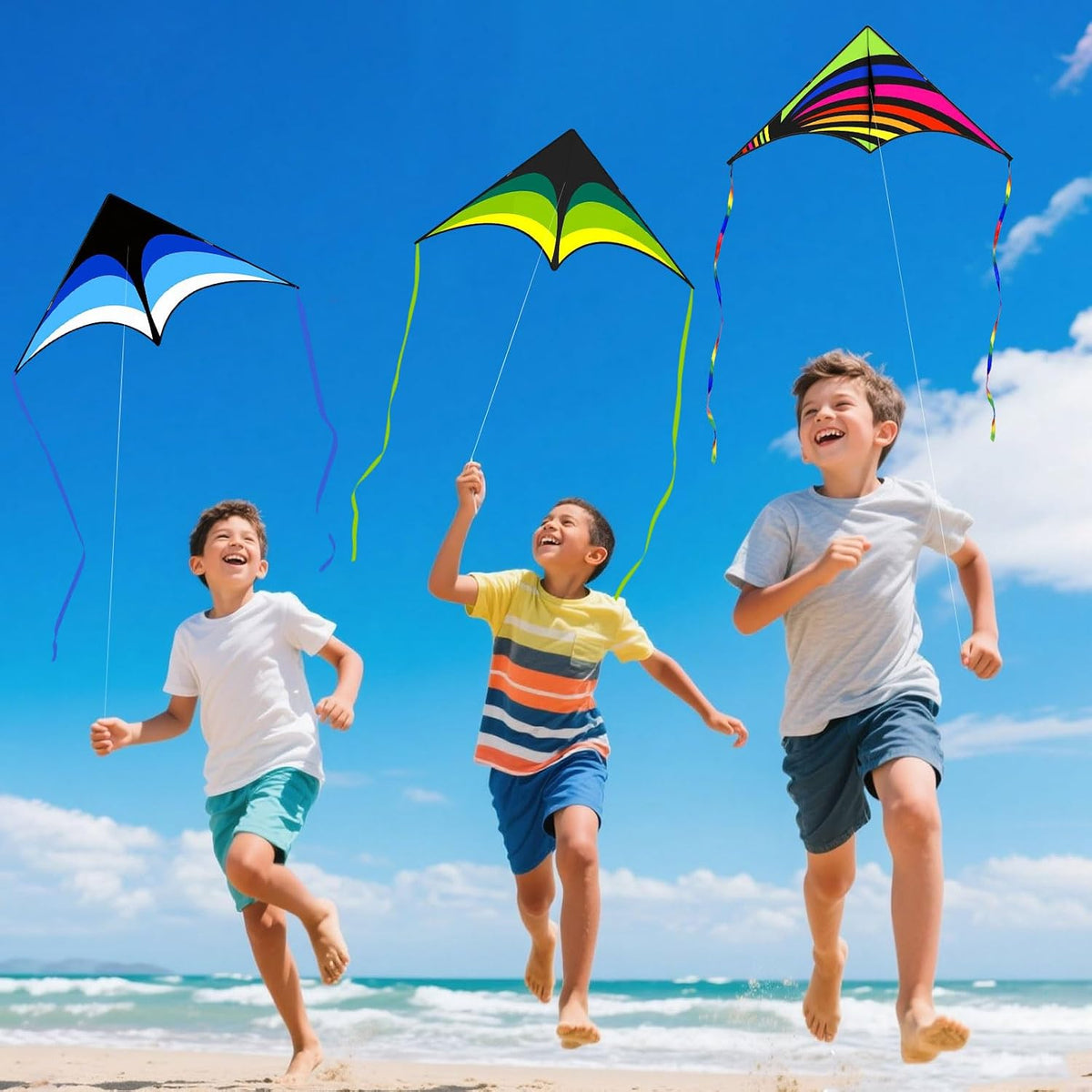 Delta Kite for Kids Ages 4-12 - 1 / Green&Blue&Rainbow - image 2