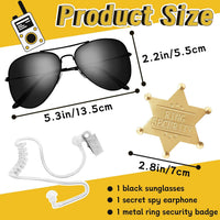 OJYUDD ring bearer security set with metal badge, sunglasses and spy earpiece - view 2