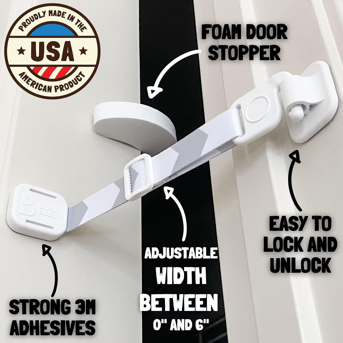 Door Buddy Cat Door Latch & Stopper. Adjustable Dog Proof Door Strap - image 4