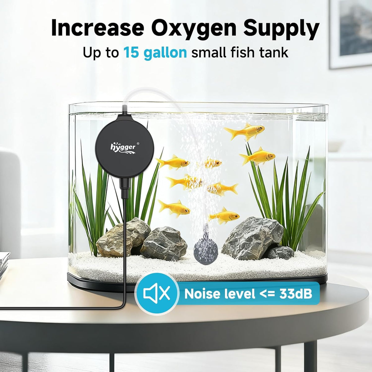 hygger 1.5 Watt Mini Aquarium Air Pump - Black - image 2