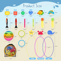 DAUXONE Diving Toys,27 Pcs Pool Toys with Diving Swim Thru Rings for Kids – Fun for Kids & Family - image 3