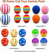 Cat Toys for Indoor Cats, 20 Packs Cat Toys Balls – Essentials for Cats - Mixed Balls 20Pcs - image 2