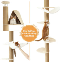 FUKUMARU Floor to Ceiling Cat Tree, 6 Level - Beige - image 3