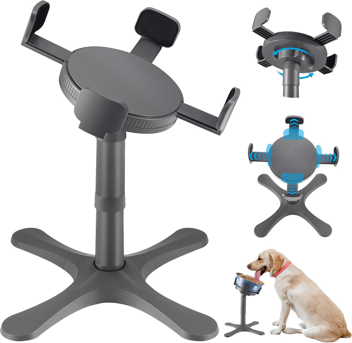 Dog Bowls Elevated Adjustable Stand - Dog Bowl Stand 1 Pack Grey