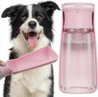 Portable Dog Water Bottle Dispenser [Leak Proof & Foldable] Dog - Pink / 19OZ