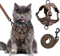 XL Cat Harness Escape Proof for Heavy Cats Adjustable for Extra Large - S / Brown