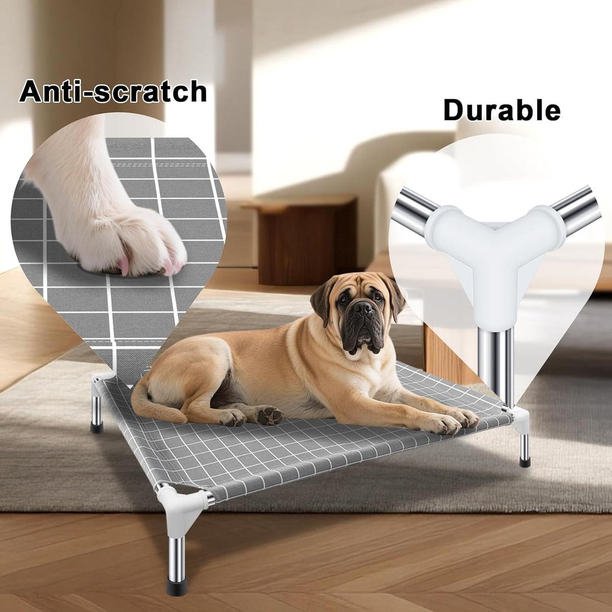 Elevated Pet Bed Dog Cot, Raised Pet Bed for Small Dogs - Large-Open - image 2