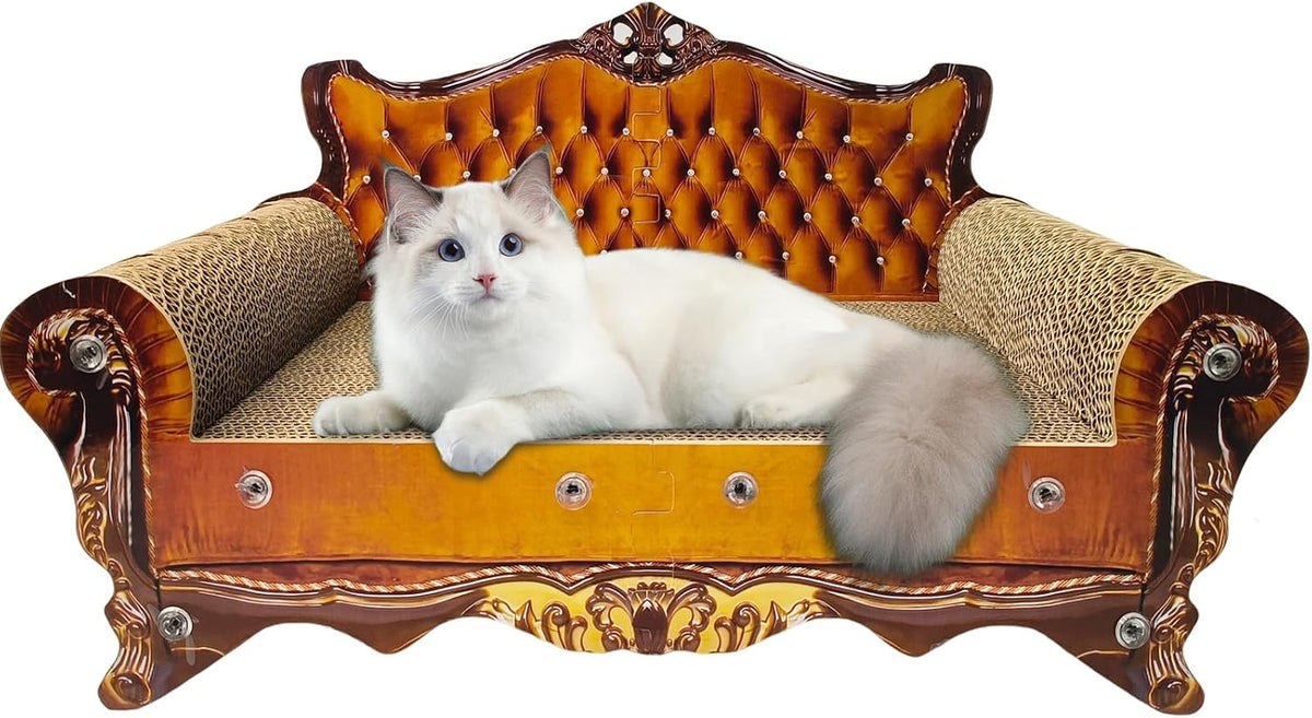 Luxury Cardboard Cat Scratcher Sofa Bed - Brown Crown