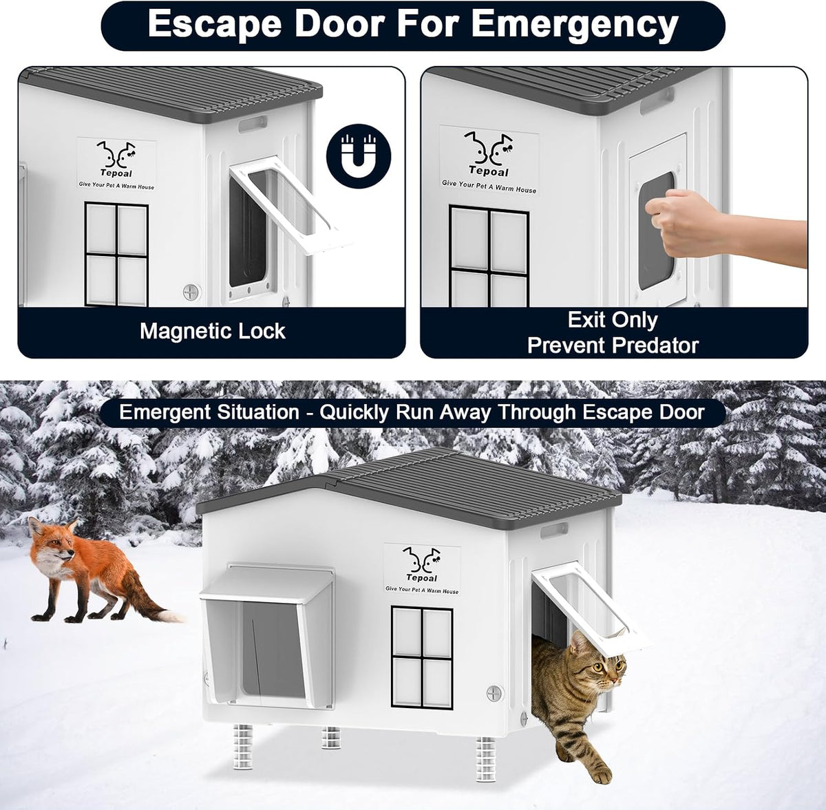 Heated Cat House for Outside - 21.7"x17"x20" - image 3