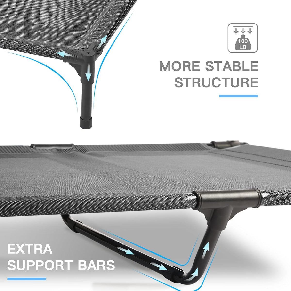 Elevated Dog Bed for Large Dogs 120lb - M (30"Lx 23"Wx6.3"H) / Grey - image 2
