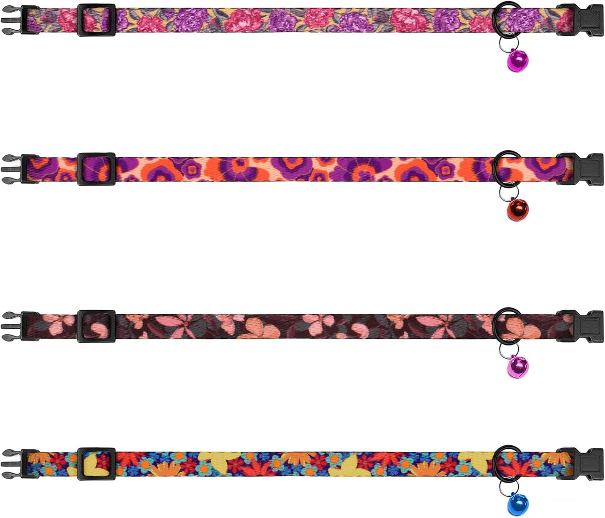 4PCS Breakaway Cat Collars with Bell - Floral - image 2