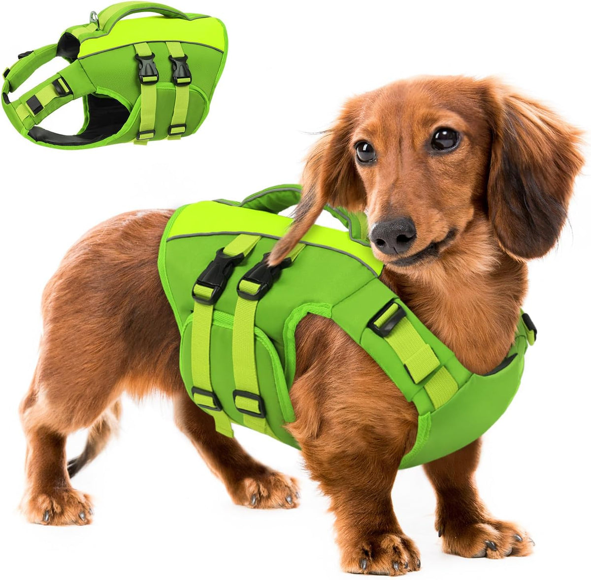 Dog Life Jacket Medium,Ripstop Dog Flotation Vest for Medium Dogs – Essentials for Dogs - Medium / Green