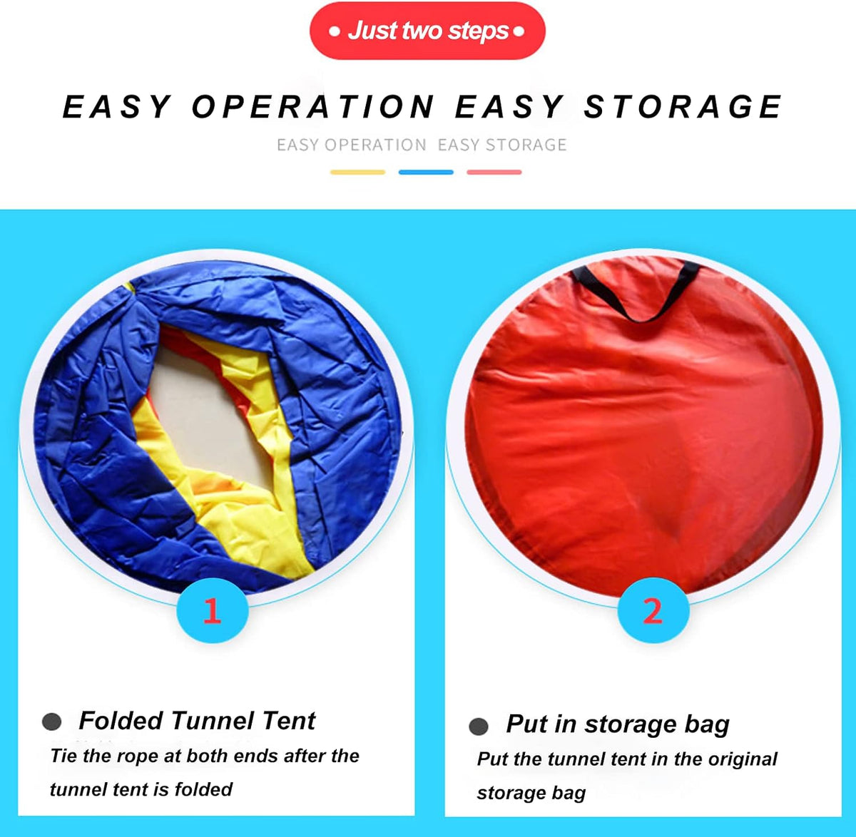 Kids Play Tunnel for Toddlers - Red Yellow Blue - image 4