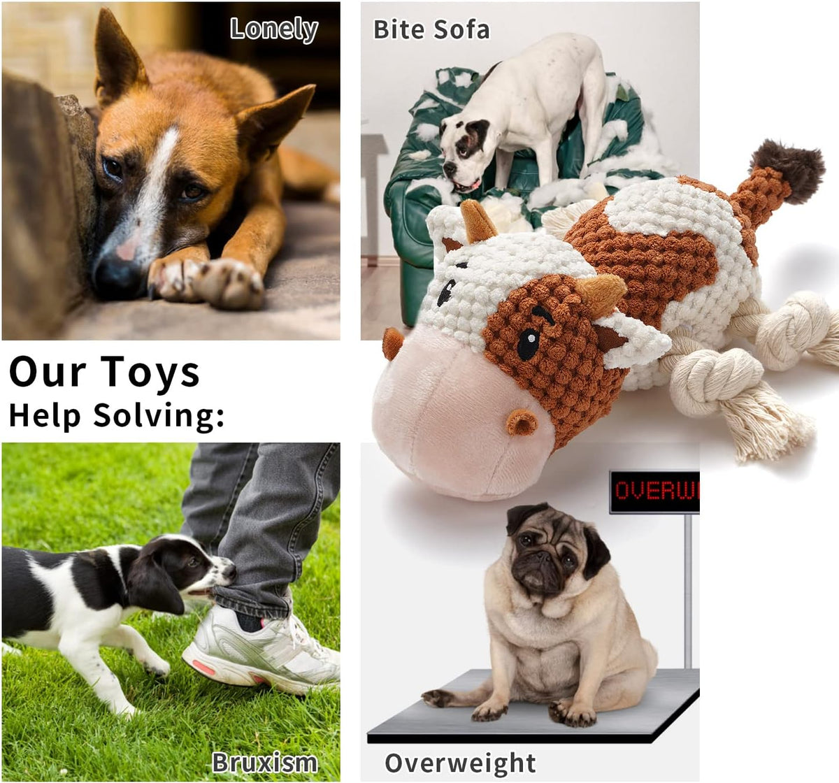 Dog Toy, Large Dog Squeaky Toys - Cow - image 3