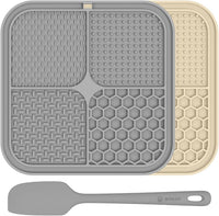 ChefAide 2 Pack Lick Mat for Dogs - Gray & Beige