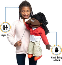 Silly Puppets Sierra 25 inch full body ventriloquist puppet, Black girl character with arm rod - view 2