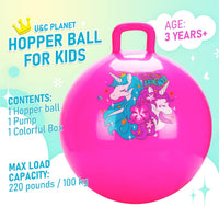 U&C Planet Hopper Ball, 18In Bouncy Ball with Handle for Kids Ages 3-6 – Fun for Kids & Family - 3-6 Years / Pink Unicon - image 2