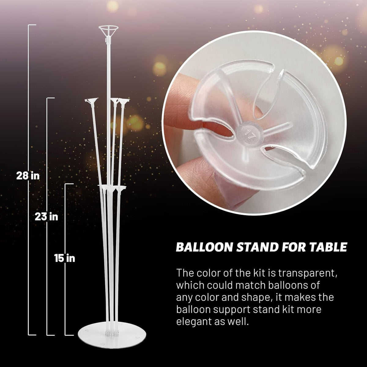 JOYYPOP 4 Sets Balloon Stand Kit For Table - White, Purple - image 2