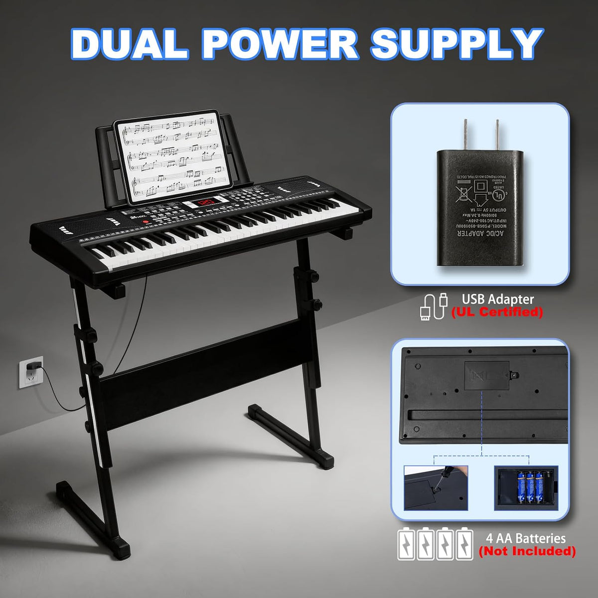 Kids Keyboard Piano, 61 Key Electronic Piano – Fun for Kids & Family - Black with Stand - image 4