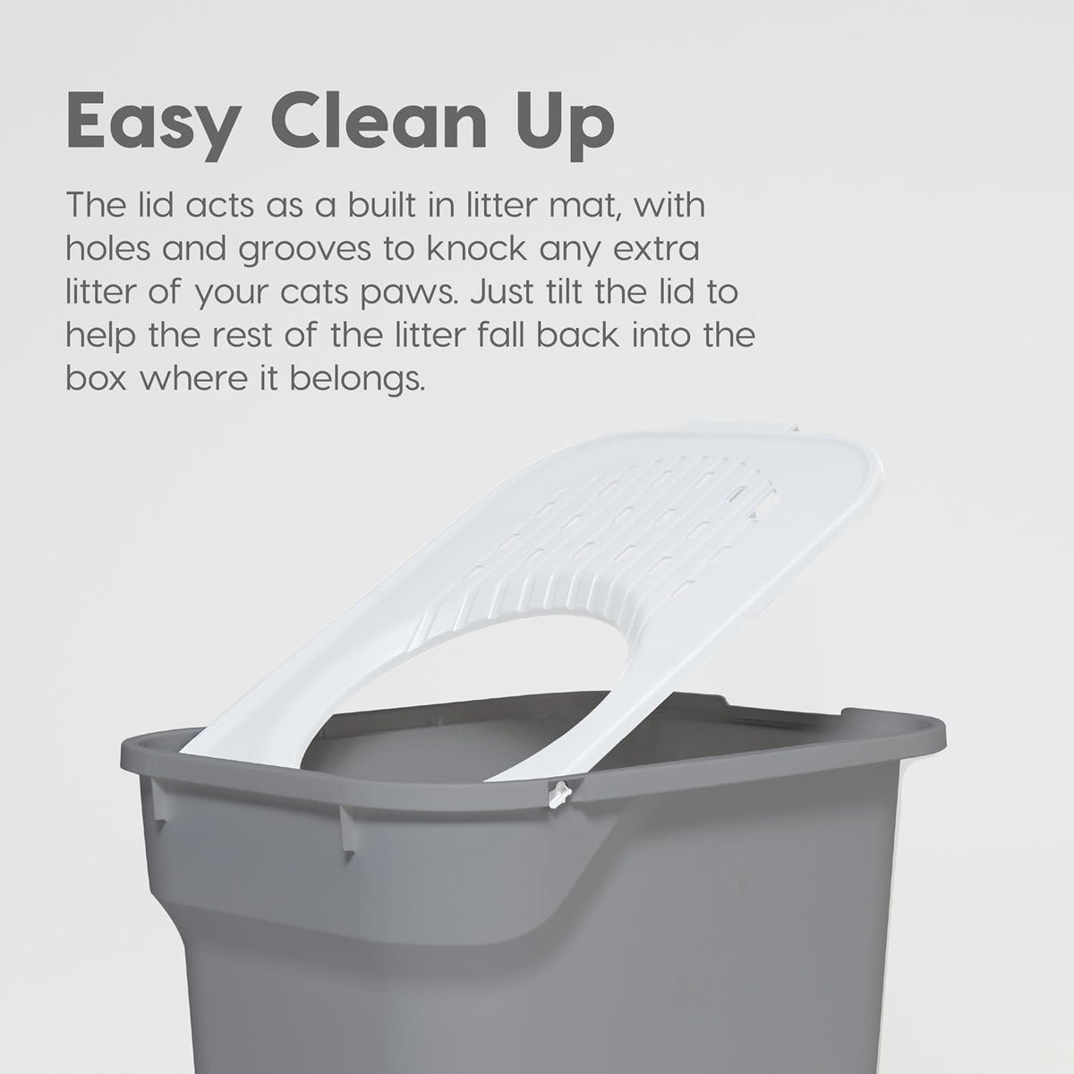 IRIS USA High Sided Cat Litter Box, Scatter Shield - Top Entry / Gray - image 3