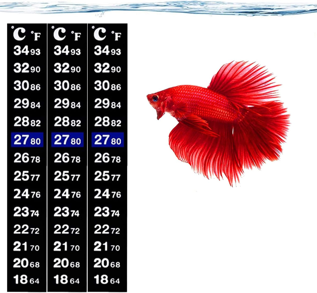 SunGrow Betta Fish Tank Thermometer Stick On - 3 Pcs Thermometer - image 2